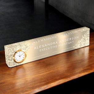 Luxury Gold Sparkle Glitter Beauty Professional Nameplate