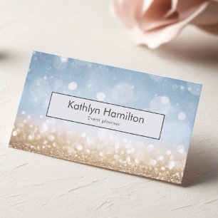 Luxury gold sparkle, modern event planner photo business card