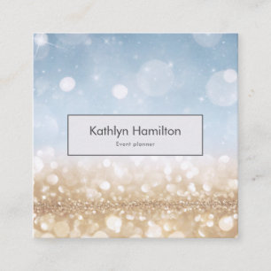 Luxury gold sparkle, modern event planner photo square business card