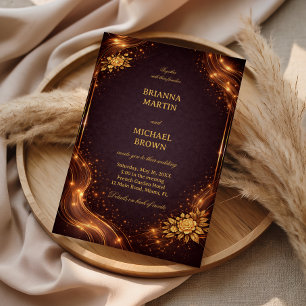 Luxury Gold Sparkle Wave Invitation