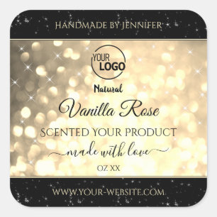 Luxury Gold Sparkling Glitter Logo Product Labels
