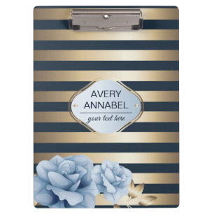 Luxury Gold Stripe Floral Clipboard