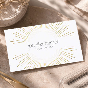 Luxury Gold Sunburst Lash Artist Logo Business Card
