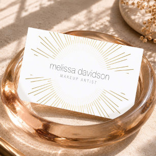 Luxury Gold Sunburst Makeup Artist Logo Business Card