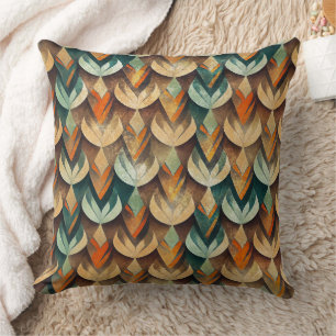 Luxury Gold Teal Art Deco Abstract Pattern Cushion