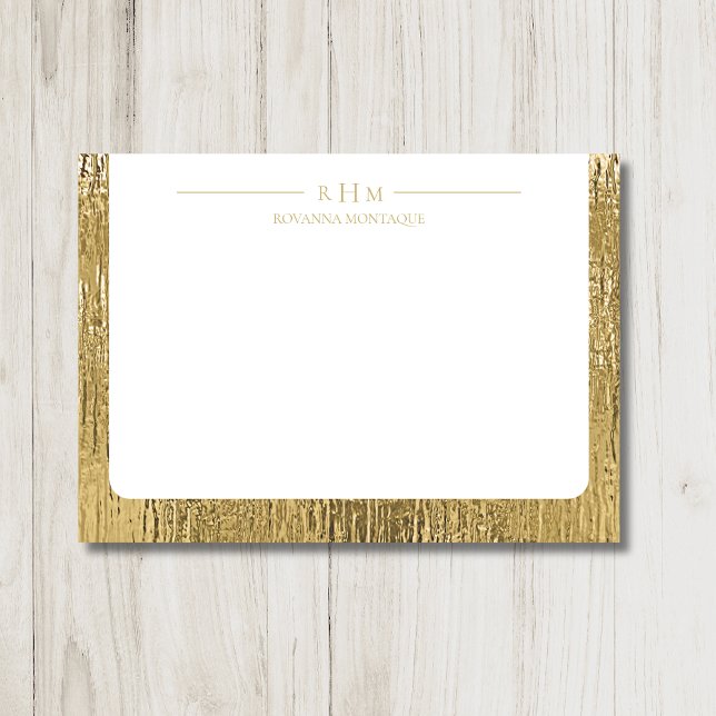 Luxury Gold Texture Lined Name Three Monogram Card (Creator Uploaded)