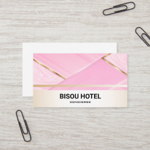 Luxury Gold Trim Pink Marble Business Card