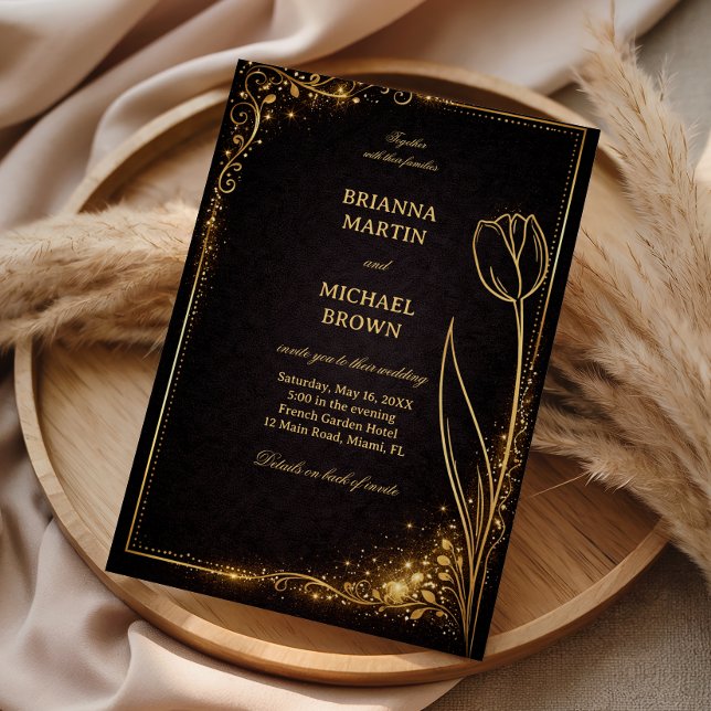 Luxury Gold Tulip Sparkle Invitation (Creator Uploaded)