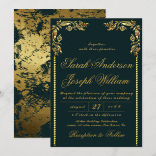 Luxury Gold Vintage & Golden Foil Wedding Invitat Invitation