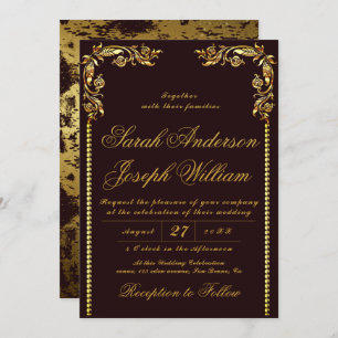 Luxury Gold Vintage & Golden Foil Wedding Invitation