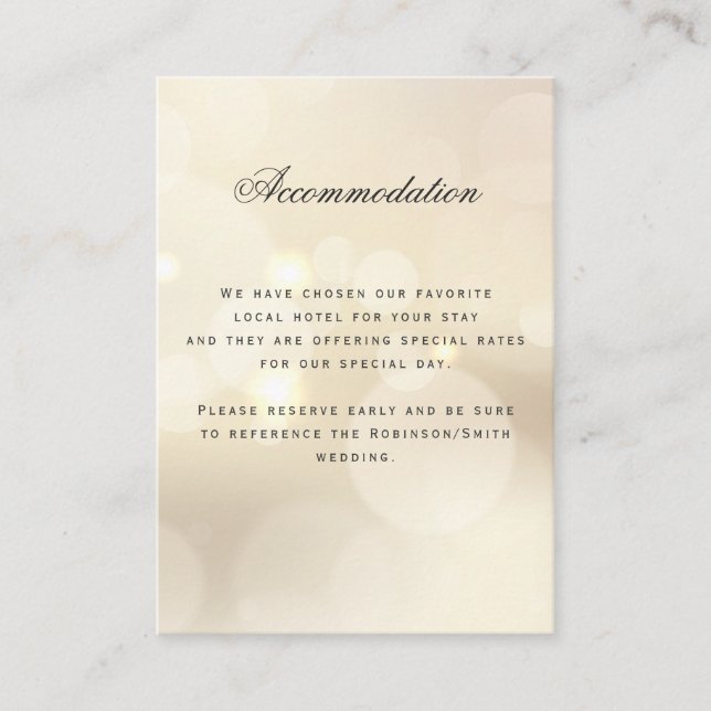 Luxury Gold Wedding Accommodation Details Enclosure Card (Front)