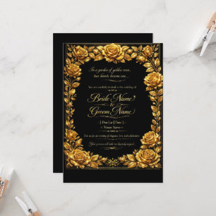 Luxury Gold Wedding Invitation   Elegant Black & G