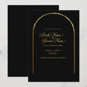 Luxury Gold Wedding Invitation Elegant Black & G