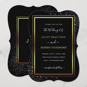 Luxury Gold Wedding Invitation Frame - Black Gold