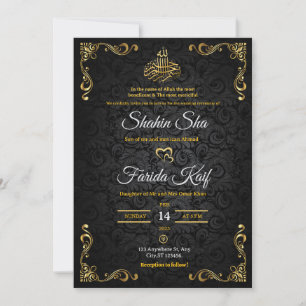 Luxury gold wedding invitation Islamic wedding