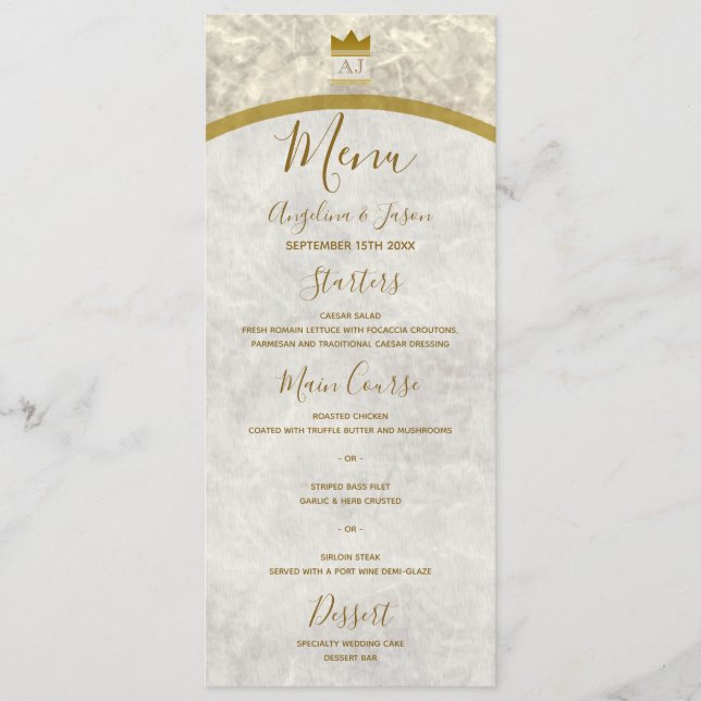 Luxury Gold Wedding Menu (Front)