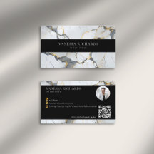 Luxury Gold White Grey QR Code Notary Photo 