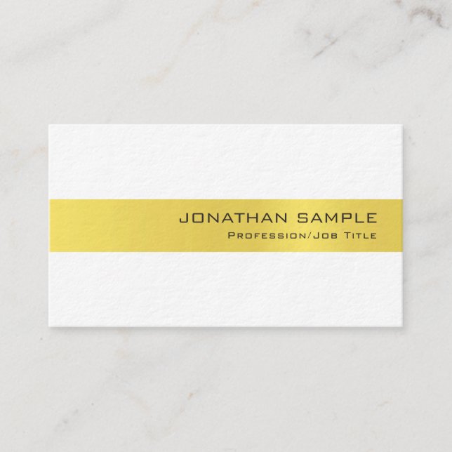 Luxury Gold White Sophisticated Modern Design Business Card (Front)