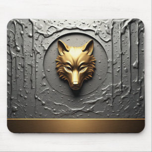 Luxury Gold Wolf Emblem Metal Style 🐺 Mouse Pad