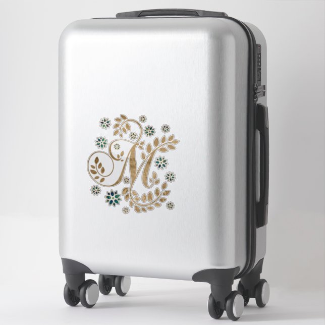 Luxury Golden Calligraphy Monogram with letter M (Suitcase)