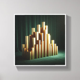 Luxury Golden Columns - Modern Geometric Gold Pill Canvas Print