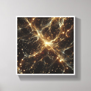 Luxury Golden Cosmic Network - Abstract Galaxy Neu Canvas Print
