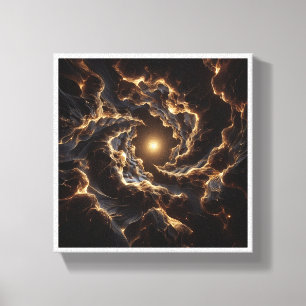 Luxury Golden Cosmic Vortex - Abstract Deep Space  Canvas Print