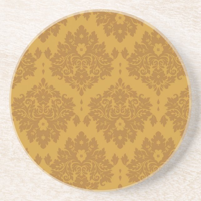 Luxury Golden Damask Coaster (Front)
