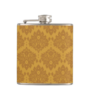 Luxury Golden Damask Hip Flask