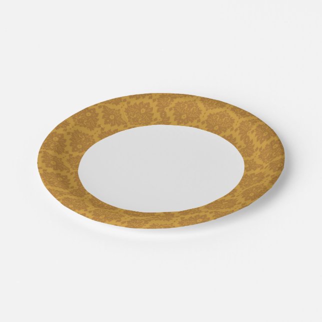 Luxury Golden Damask Paper Plate (Angled)