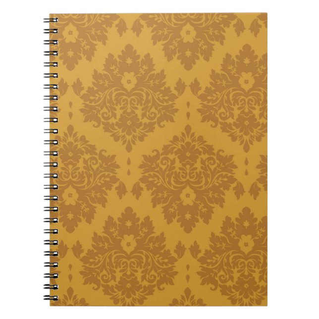 Luxury Golden Damask Spiral Notebook (Front)