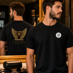 Luxury Golden Eagle Barber Shop Logo Staff T-Shirt