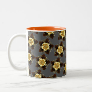 Luxury Golden Floral Mandala Ornamental Design Two-Tone Coffee Mug