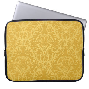 Luxury Golden Floral: Seamless Wallpaper Laptop Sleeve