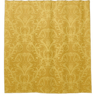 Luxury Golden Floral: Seamless Wallpaper Shower Curtain