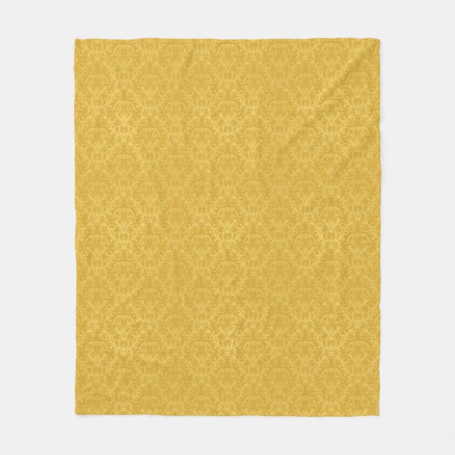 Luxury Golden Floral Wallpaper Fleece Blanket (Front)