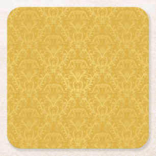 Luxury Golden Floral Wallpaper Square Paper Coaster