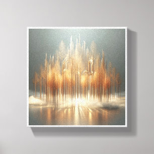 Luxury Golden Forest Abstract - Modern Architectur Canvas Print