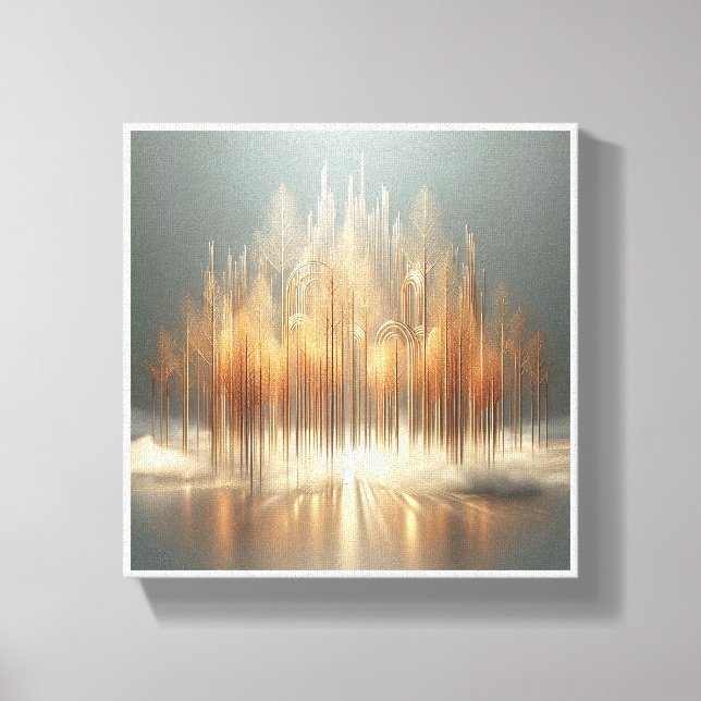 Luxury Golden Forest Abstract - Modern Architectur Canvas Print (Front)