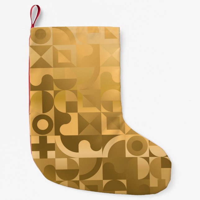 Luxury golden geometric seamless pattern small christmas stocking (Front)