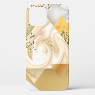 Luxury golden geometric with marble seamless patte iPhone 12 case