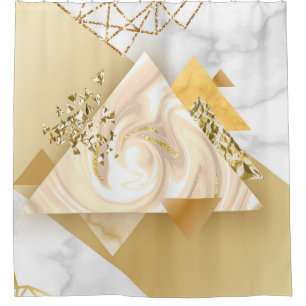 Luxury golden geometric with marble seamless patte shower curtain