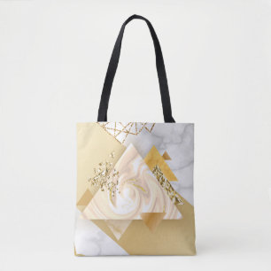 Luxury golden geometric with marble seamless patte tote bag