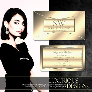 Luxury Golden Glamourous Chic with Monogram Stylis Business Card