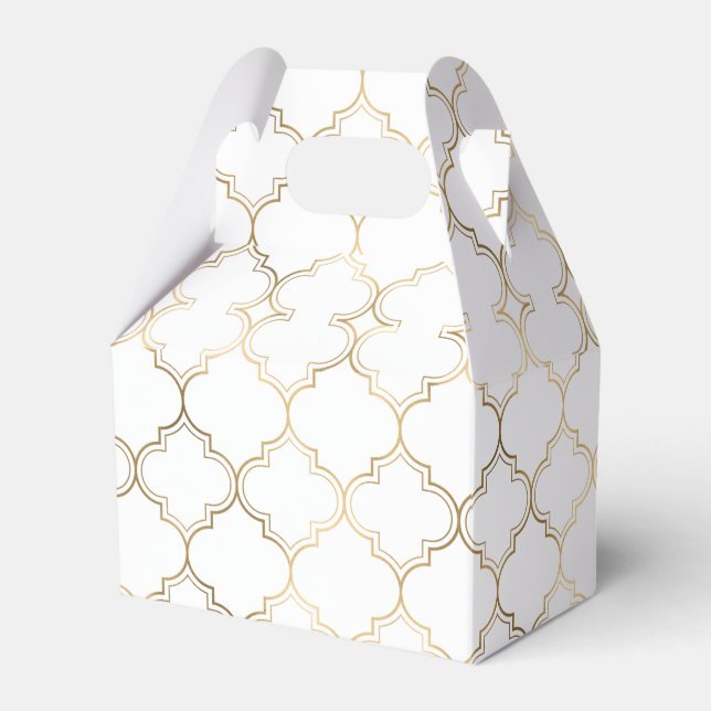 Luxury Golden Islamic Geometric Pattern Motifs Favour Box (Front Side)