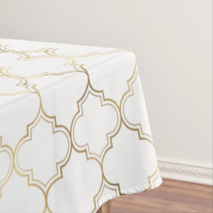 Luxury Golden Islamic Geometric Pattern Motifs Tablecloth