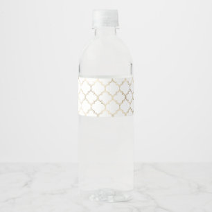 Luxury Golden Islamic Geometric Pattern Motifs Water Bottle Label