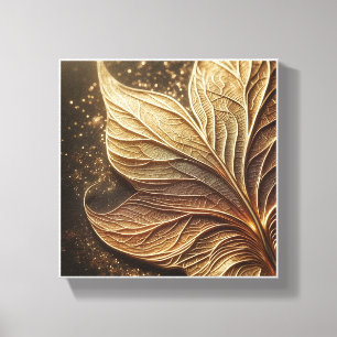 Luxury Golden Leaf Veins Abstract - Intricate Meta Canvas Print