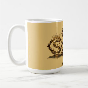 Luxury Golden Letter S Crown Diamond Monogram Coffee Mug