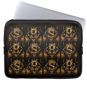 Luxury Golden Letter S Crown Diamond Monogram Laptop Sleeve